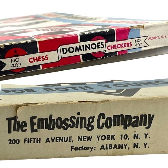 Vintage Chess Dominoes Checkers Three Game Kit by The Embossing Company Albany - Picture 13 of 16